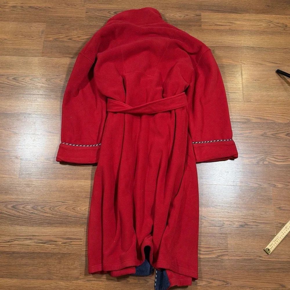 Nautica Vintage Men's Belted Long Sleeve Robe One Size 100%Cotton Red/Blue EUC